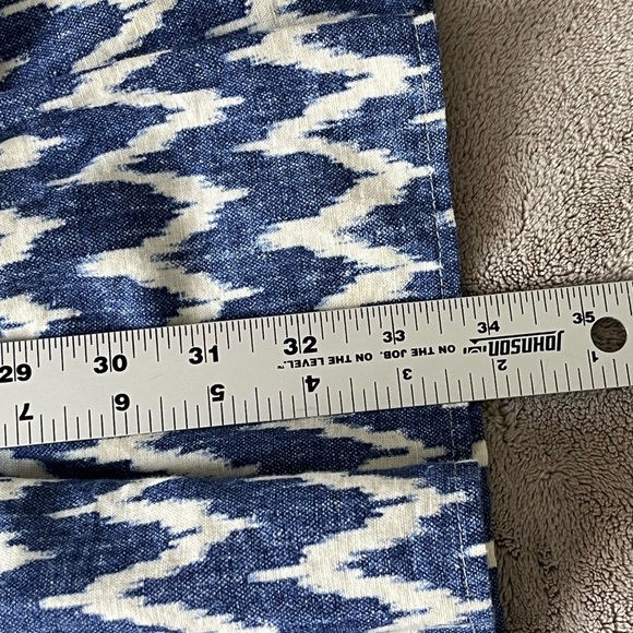 J. Crew Linen Blend Ikat Chevron Sleeveless Bow Back Ruffled Hem Shift Dress S - Picture 11 of 12